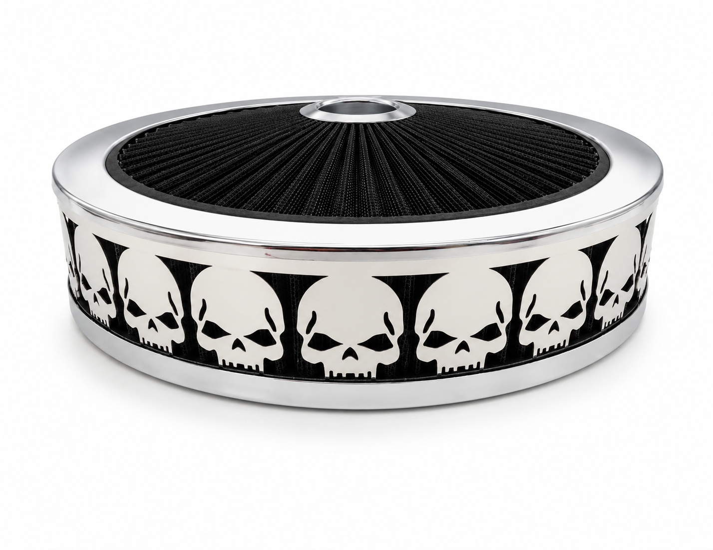 Blingz Beauty Bandz 14" x 3" Black & Chrome Skullz Air Filter Assembly - Skullz - 750027 - Granatelli Motor Sports