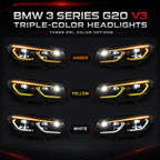 V3 Tri-Color LED Headlights for BMW G20/G28 3 Series