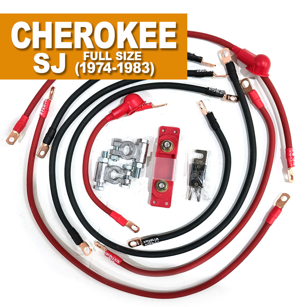 Jeep Cherokee Full Size SJ Big 7 Battery Cable Kit (1974-1983) by JS Alternators