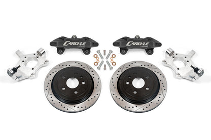 Corvette C5 C6 15" Conversion Kit By Carlyle Racing, Drilled and Slotted Rotors, Black Calipers