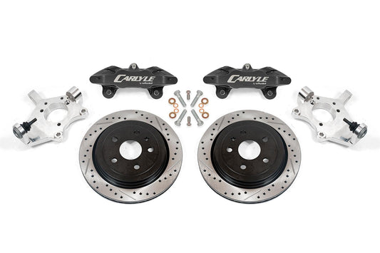 Corvette C5 C6 15" Conversion Kit By Carlyle Racing, Drilled and Slotted Rotors, Black Calipers