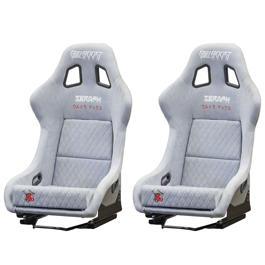 Nardo Gray Bull Boost Adjustable Racing Lowered Ultra Max Bucket Seat with Slider Rails - Bull Boost Performance