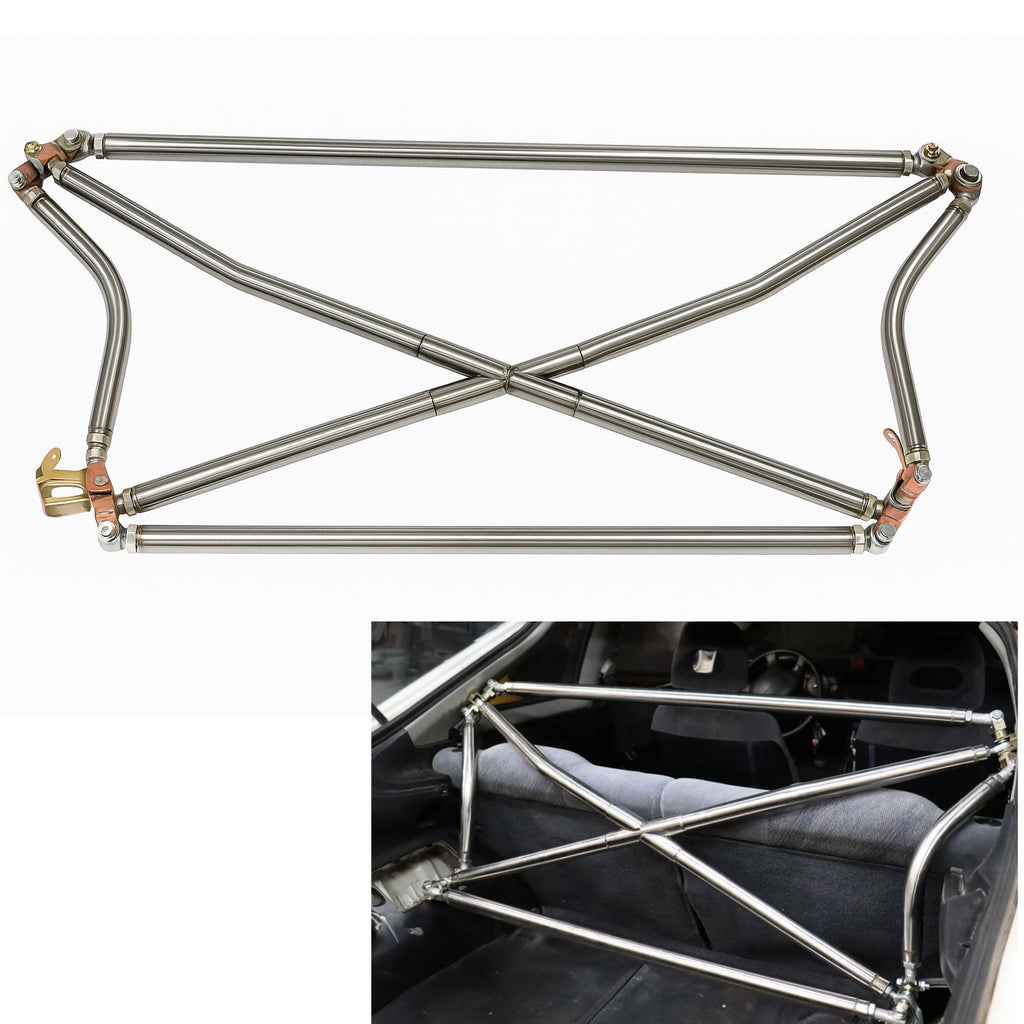 Polished Tubular Multipoint Crossbar X-Bar For Honda Civic EK9 EK4 EK3 1996-2000 - Bull Boost Performance