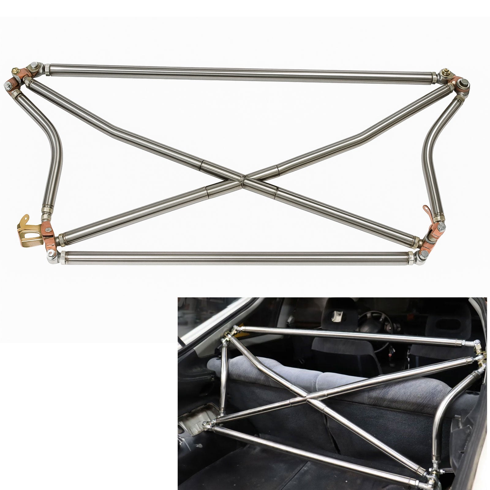 Polished Tubular Multipoint Crossbar X-Bar For Honda Civic EK9 EK4 EK3 1996-2000 - Bull Boost Performance