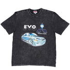 Vintage Acid Wash 250GSM Mad Engine Mitsubishi Evo Heavy Cotton Pre Shrunk T Shirt - Bull Boost Performance