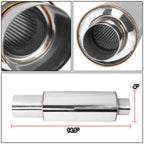 Universal 3" Round Cut Polish Exhaust Muffler Tip 14.7" Total Length