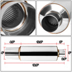 Universal Round Exhaust Muffler - 4.0" Tip, 2.5" Inlet, 18.5" Total Length