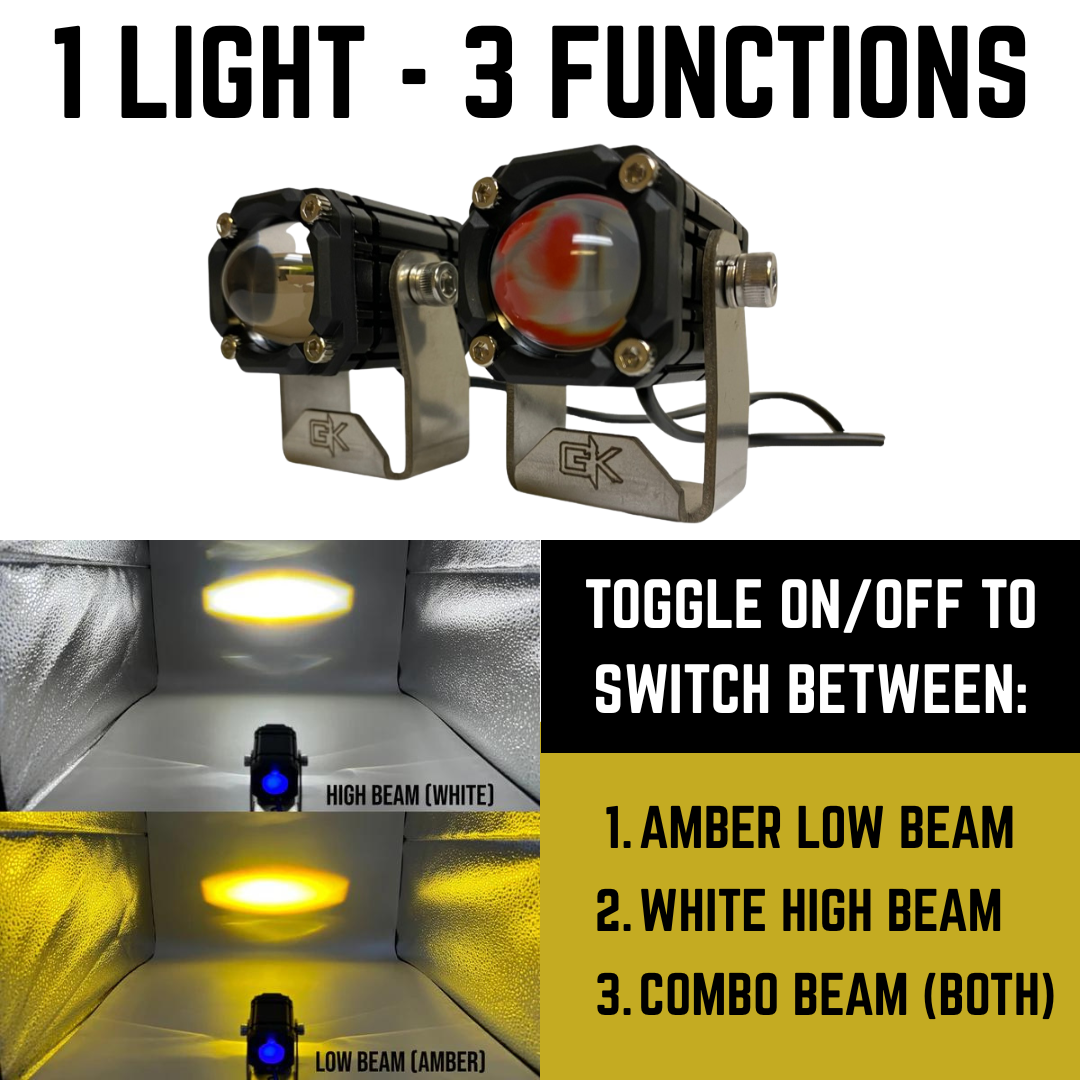 GK "Easy Switch" 3 Function LED Amber/White Pod Lights By Gatekeeper Off-Road
