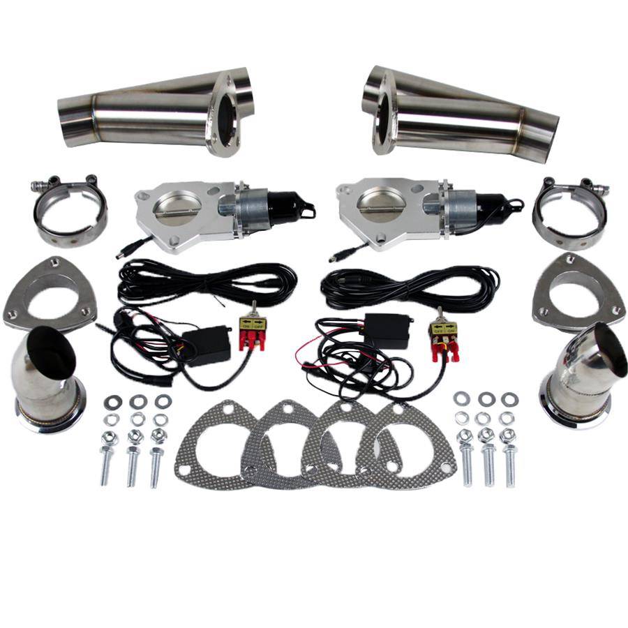 Motor Sports Dual Electronic Exhaust Cutout Kit 307522D - Stainless Steel Weld-In - 2.25" - Granatelli Motor Sports