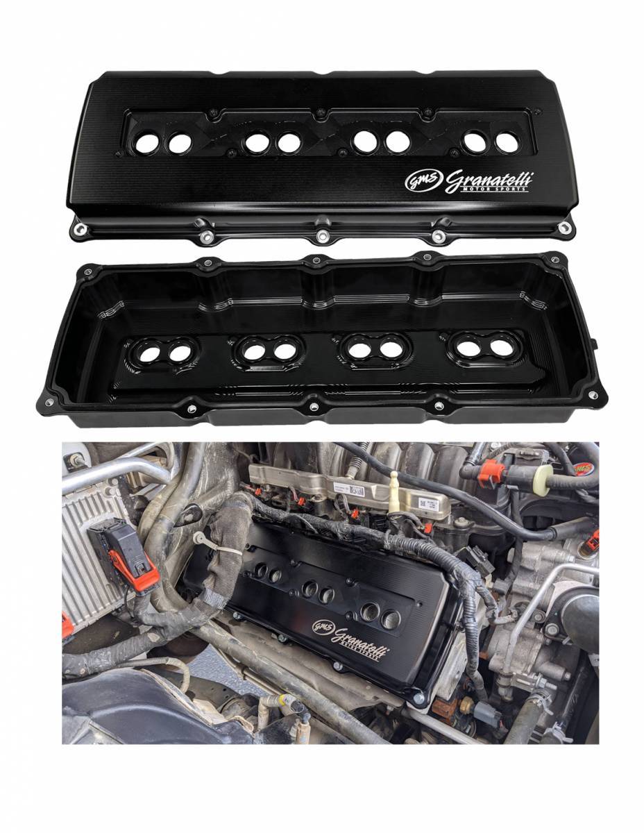 Motor Sports  Billet Dodge Hemi Valve Covers 5.7, 6.1, 6.2 & 6.4 Black Anodized - Granatelli Motor Sports