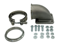 Motor Sports Turbo Adapter, 90^ Cast Elbow. 3.0" V-Band to T3/T4 Housing, Threaded - Granatelli Motor Sports