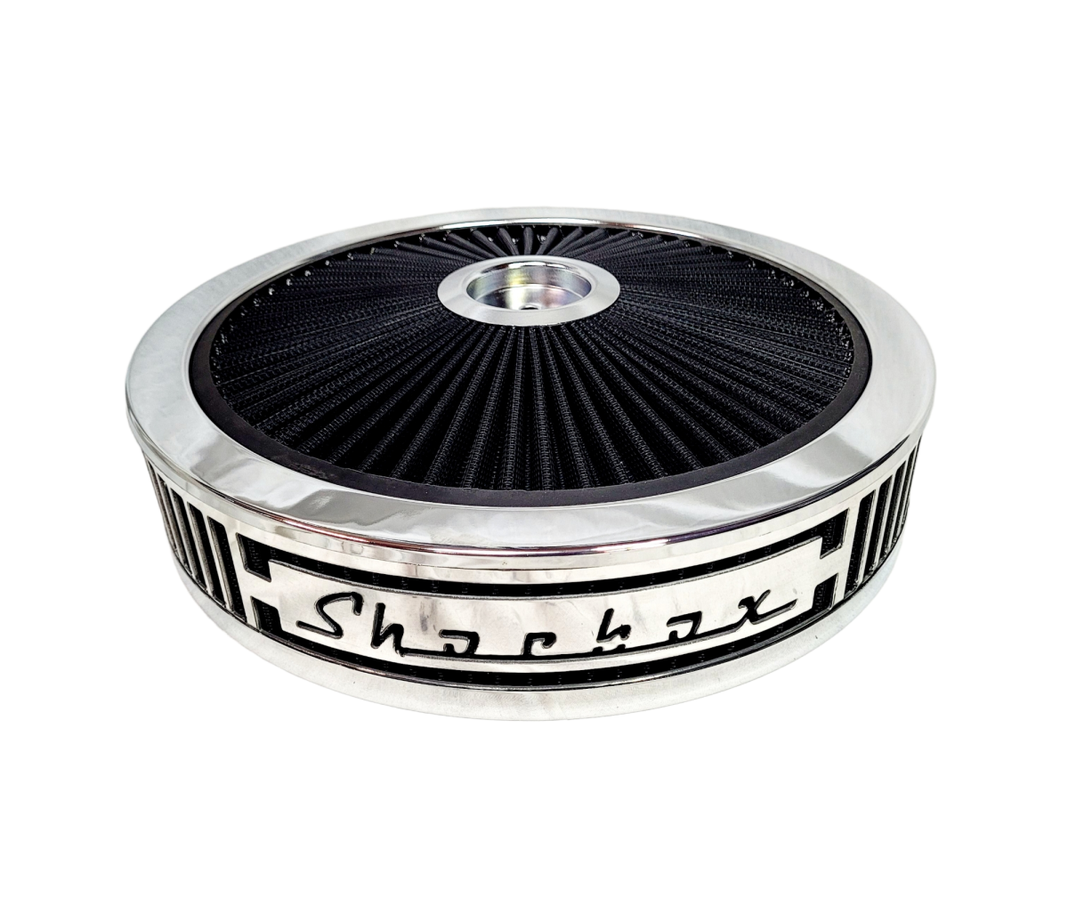 Blingz Beauty Bandz, "SPECIAL ORDER" Grill Insert, 14" x 3" Black Filter Element, Chrome Lip around Black Filtered Lid. - Granatelli Motor Sports