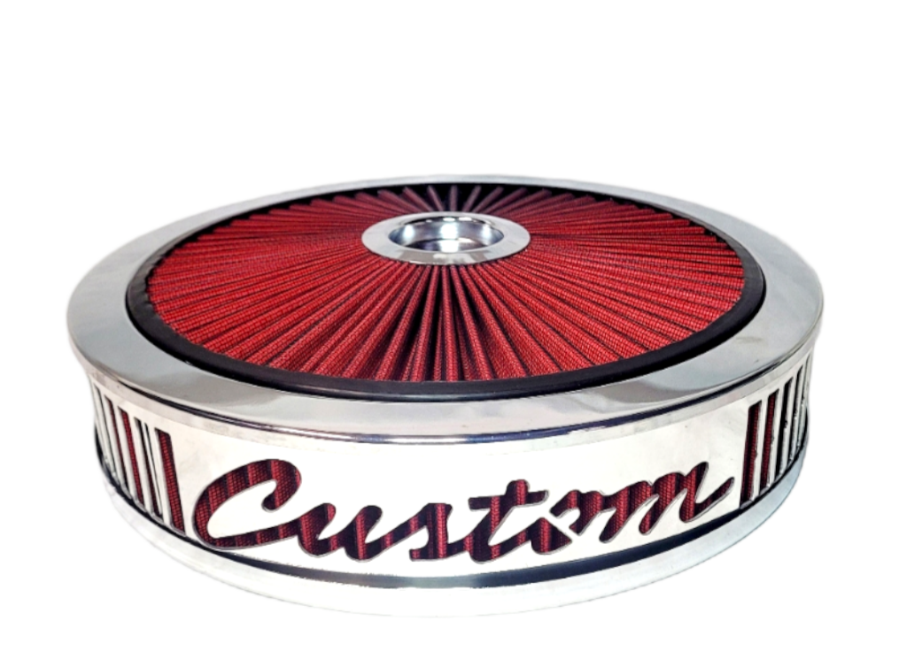 Blingz Beauty Bandz, "SPECIAL ORDER" Grill Insert, 14" x 3" Red Filter Element, Chrome Lip Around Red Filtered Lid. - Granatelli Motor Sports