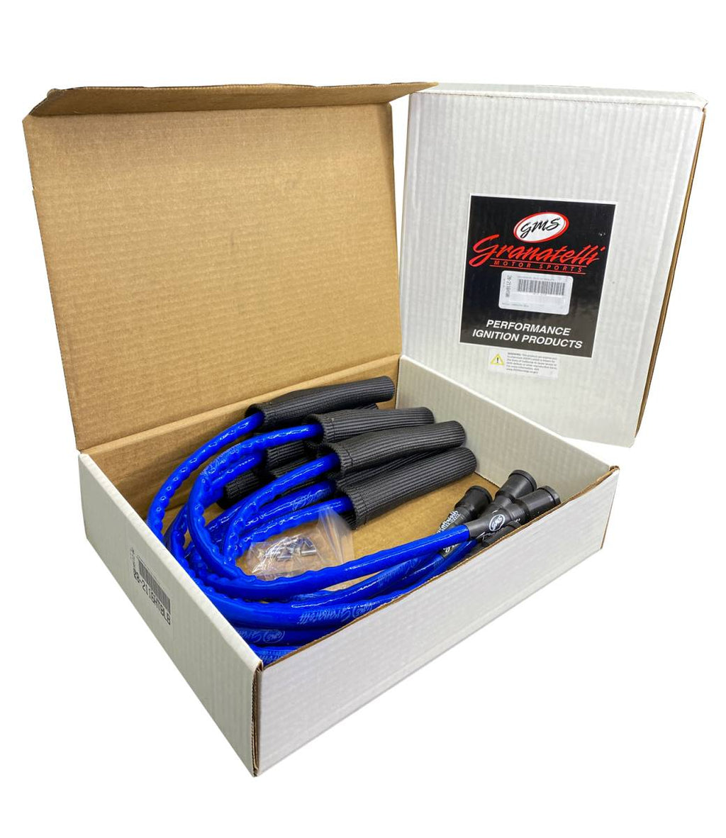 10-14 Ford 6.2L Perf Wire Set w/Inserts/Blue Hi-Temp Jacket/Black Fire Sleeve - Granatelli Motor Sports