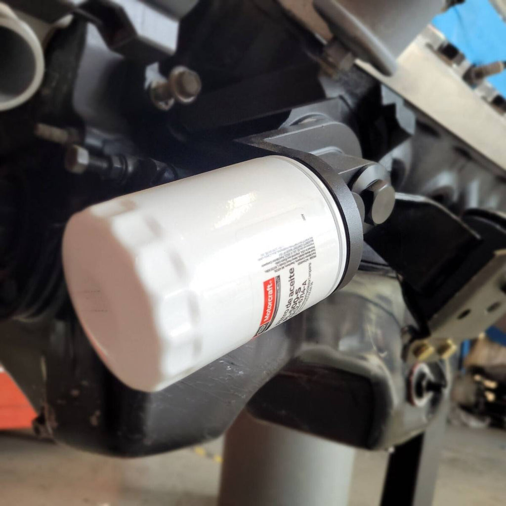 Oil Filter Adapter Rotates 90 Degree Black Billet For use on Ford 5.0L Engines - 796880 - Granatelli Motor Sports