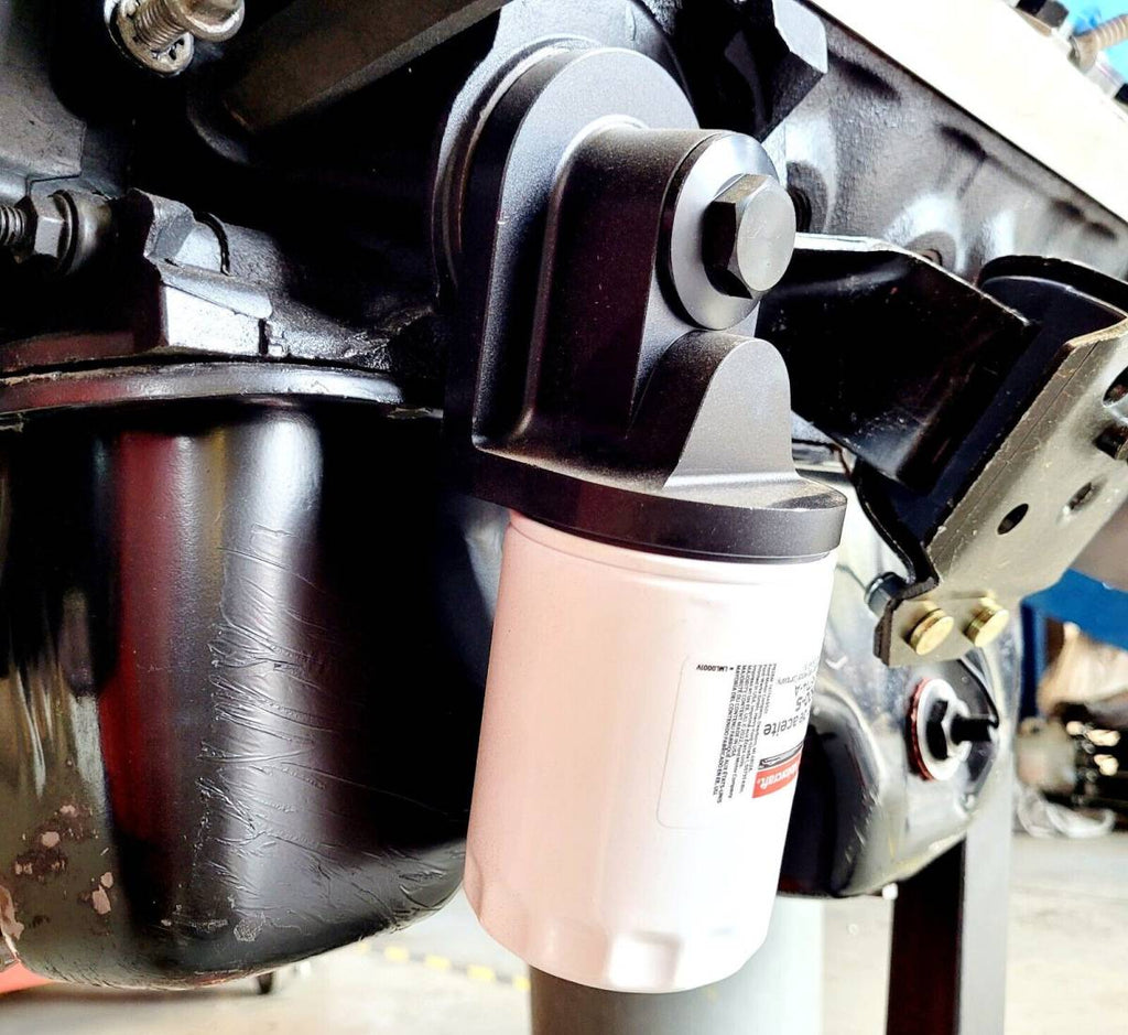 Oil Filter Adapter Rotates 90 Degree Black Billet For use on Ford 5.0L Engines - 796880 - Granatelli Motor Sports