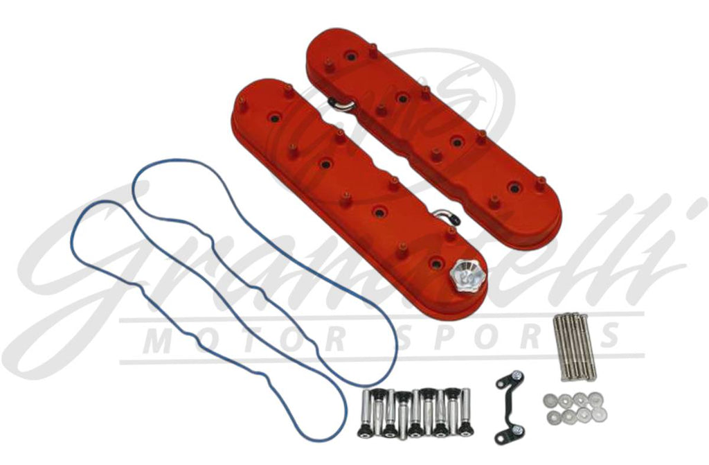 Granatelli Motor Sports LS Tall Valve Cover Red Wrinkle Finish, 4.8, 5.3, 5.7, 6.0, 6.2, 7.0L, Pair - 640363 - Granatelli Motor Sports