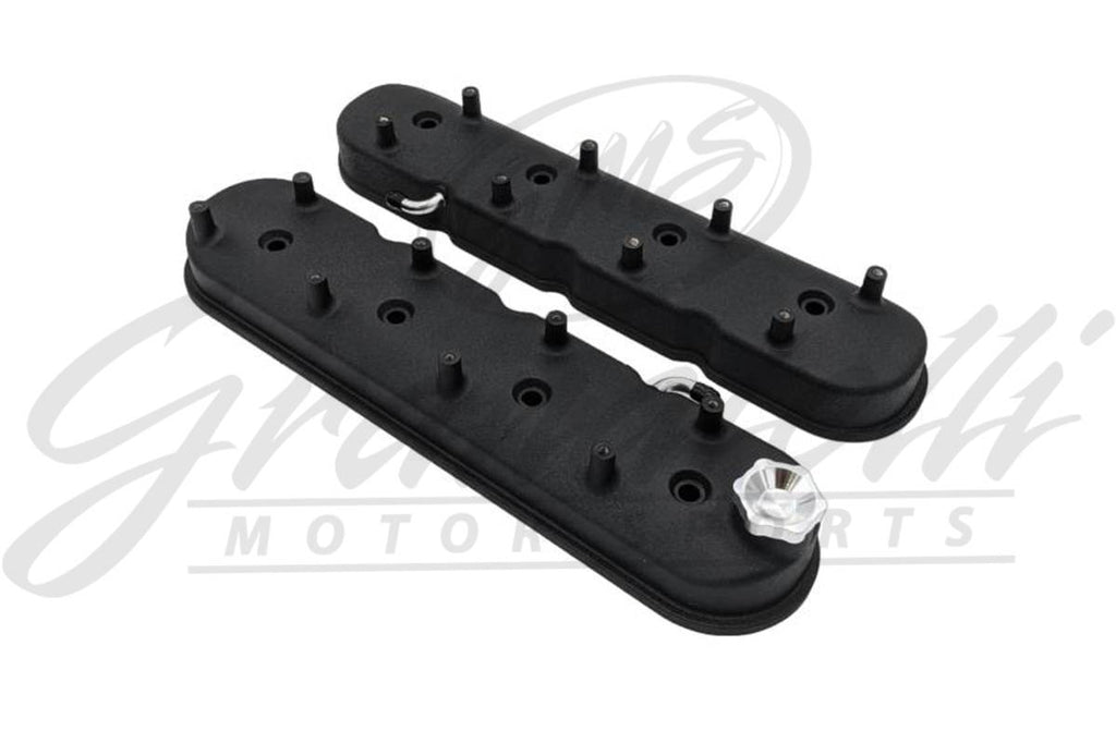 Granatelli Motor Sports  LS Tall Valve Cover Black Wrinkle Finish, 4.8, 5.3, 5.7, 6.0, 6.2, 7.0L, Pair - Granatelli Motor Sports