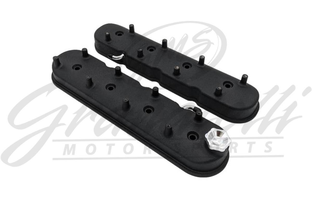 Granatelli Motor Sports  LS Tall Valve Cover Black Wrinkle Finish, 4.8, 5.3, 5.7, 6.0, 6.2, 7.0L, Pair - Granatelli Motor Sports