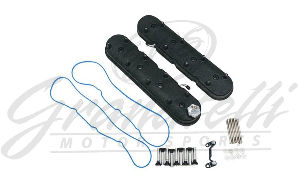 Granatelli Motor Sports  LS Tall Valve Cover Black Wrinkle Finish, 4.8, 5.3, 5.7, 6.0, 6.2, 7.0L, Pair - Granatelli Motor Sports