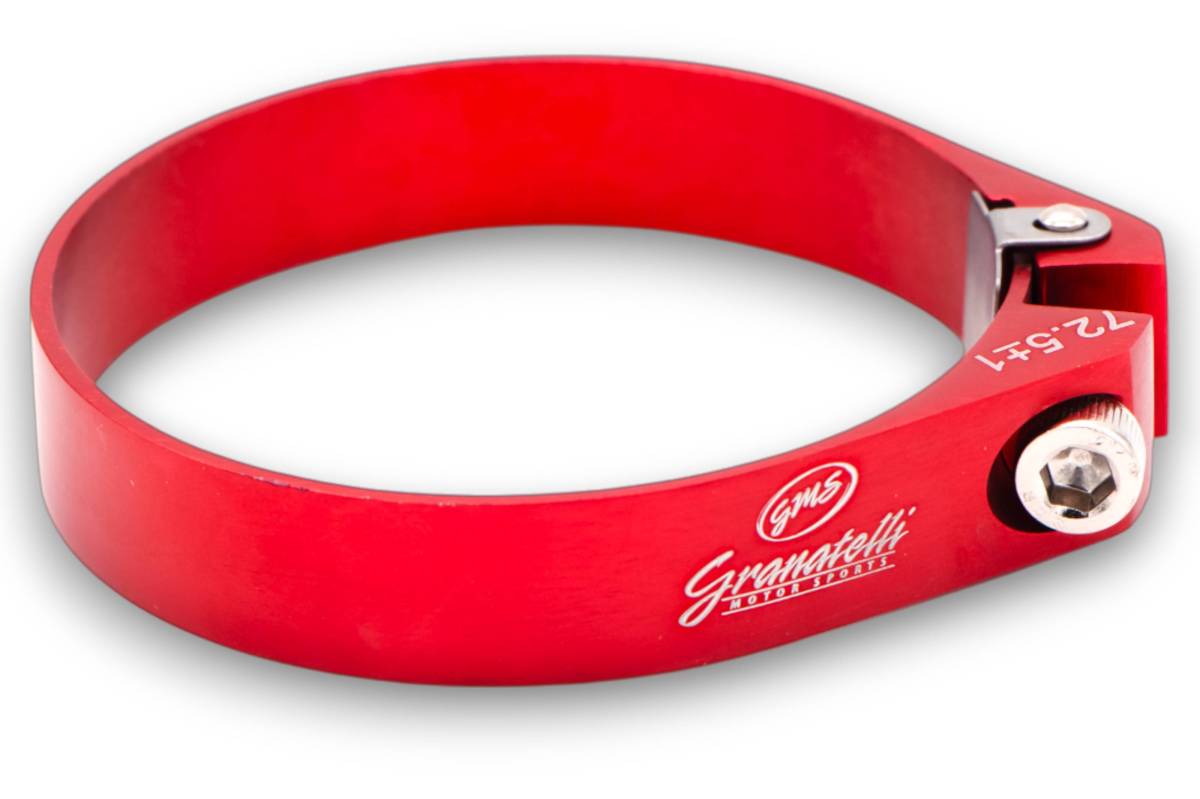 Red Anodized Billet Aluminum Hose Clamp 71.5mm–73.5mm (Approx. 2.81"–2.89") – 971250R - Granatelli Motor Sports