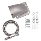 Motor Sports Turbo Adapter, 90^ Cast Elbow. 3.0" V-Band to T3/T4 Housing, Threaded - Granatelli Motor Sports