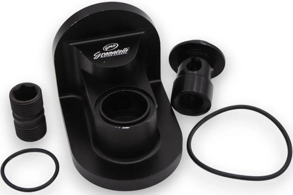 Oil Filter Adapter Rotates 90 Degree Black Billet For use on Ford 5.0L Engines - 796880 - Granatelli Motor Sports