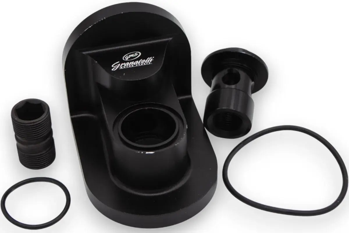 Oil Filter Adapter Rotates 90 Degree Black Billet For use on Ford 5.0L Engines - 796880 - Granatelli Motor Sports