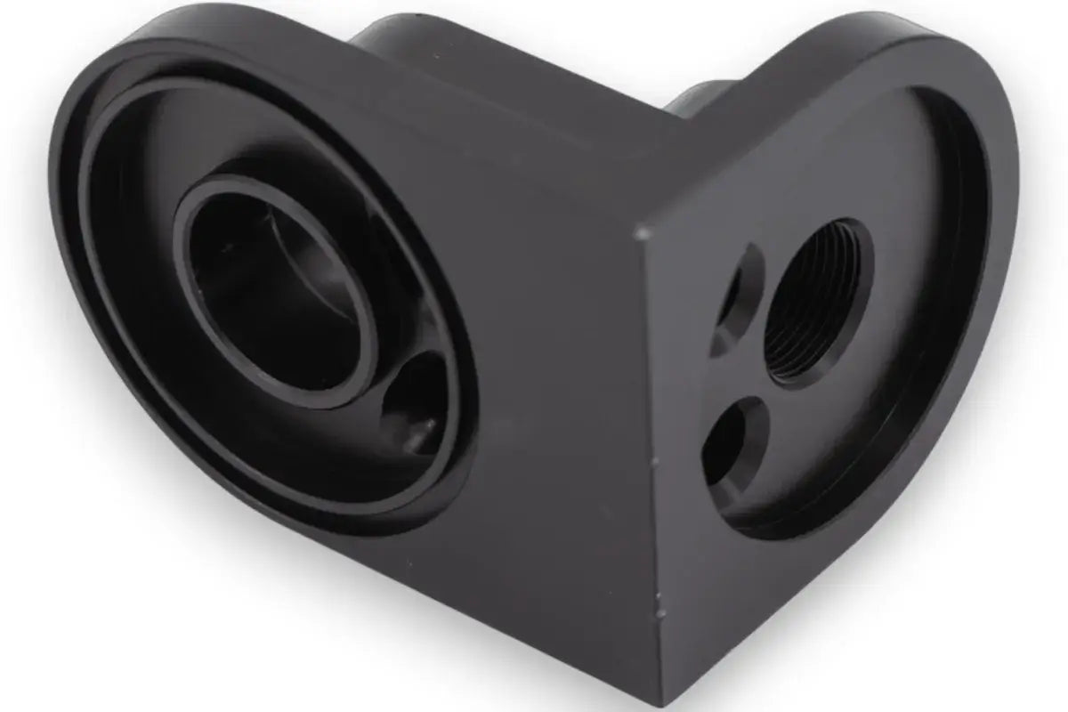 Oil Filter Adapter Rotates 90 Degree Black Billet For use on Ford 5.0L Engines - 796880 - Granatelli Motor Sports