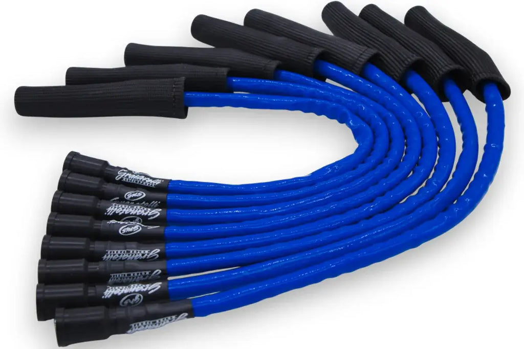 10-14 Ford 6.2L Perf Wire Set w/Inserts/Blue Hi-Temp Jacket/Black Fire Sleeve - Granatelli Motor Sports