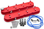 Granatelli Motor Sports LS Tall Valve Cover Red Wrinkle Finish, 4.8, 5.3, 5.7, 6.0, 6.2, 7.0L, Pair - 640363 - Granatelli Motor Sports