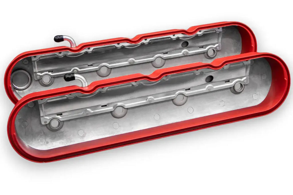 Granatelli Motor Sports LS Tall Valve Cover Red Wrinkle Finish, 4.8, 5.3, 5.7, 6.0, 6.2, 7.0L, Pair - 640363 - Granatelli Motor Sports