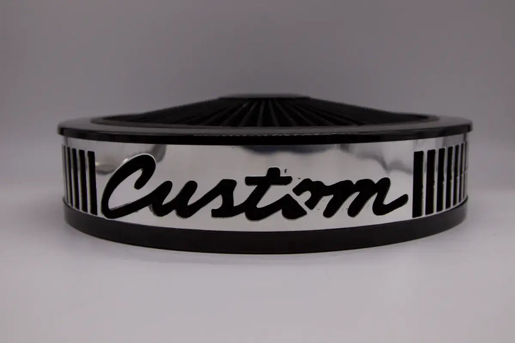 Blingz Beauty Bandz, "SPECIAL ORDER" Grill Insert, 14" x 3" Black Filter Element, Black Chrome Lip around Black Filtered Lid. - Granatelli Motor Sports