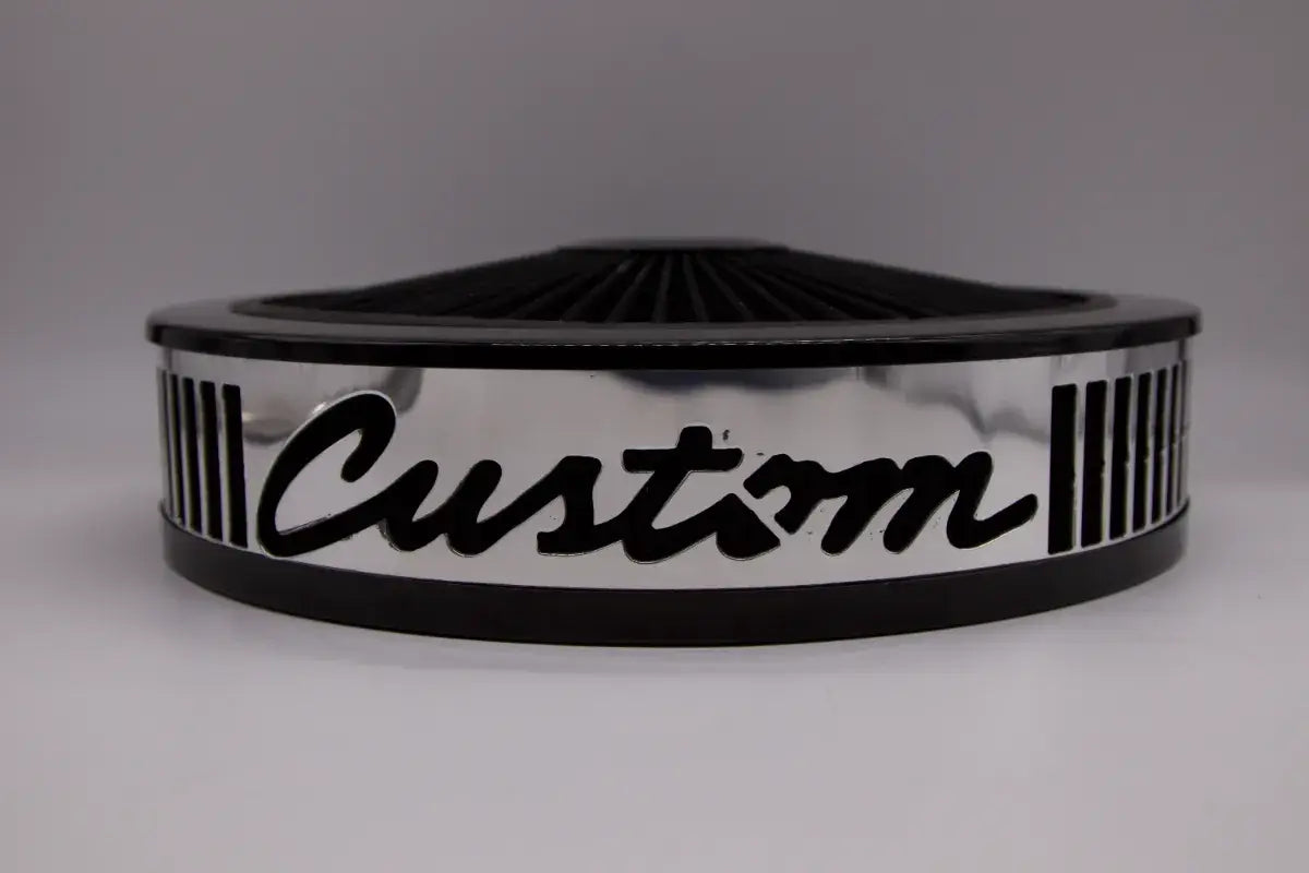 Blingz Beauty Bandz, "SPECIAL ORDER" Grill Insert, 14" x 3" Black Filter Element, Black Chrome Lip around Black Filtered Lid. - Granatelli Motor Sports