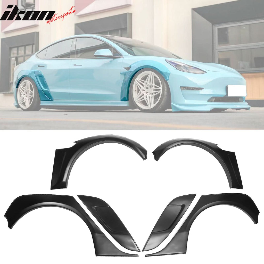 2017-2024 Tesla Model 3 IKON Fender Flares Sanded Wheel Cover ABS 6PCS