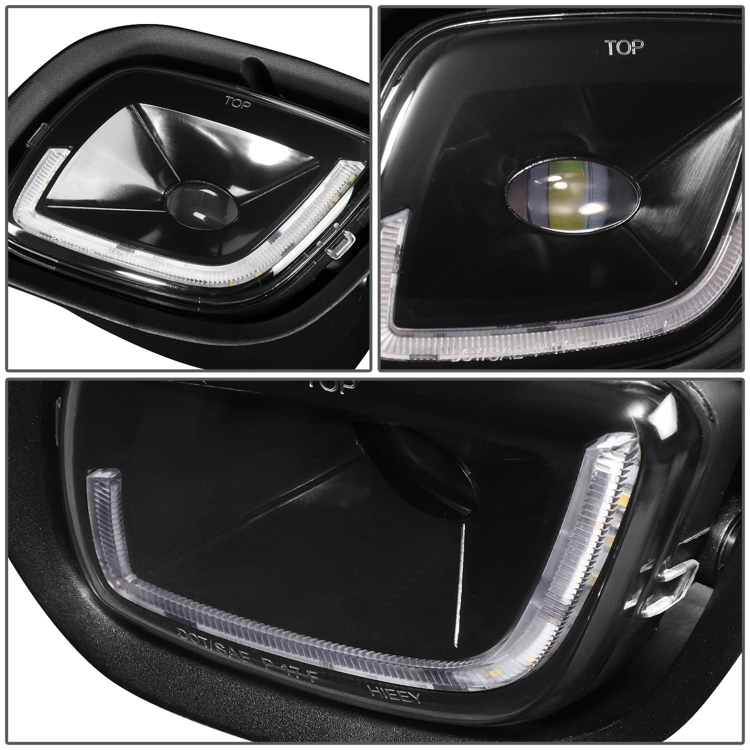 08-17 Freightliner Cascadia 3D Projector LED Fog Lights Black