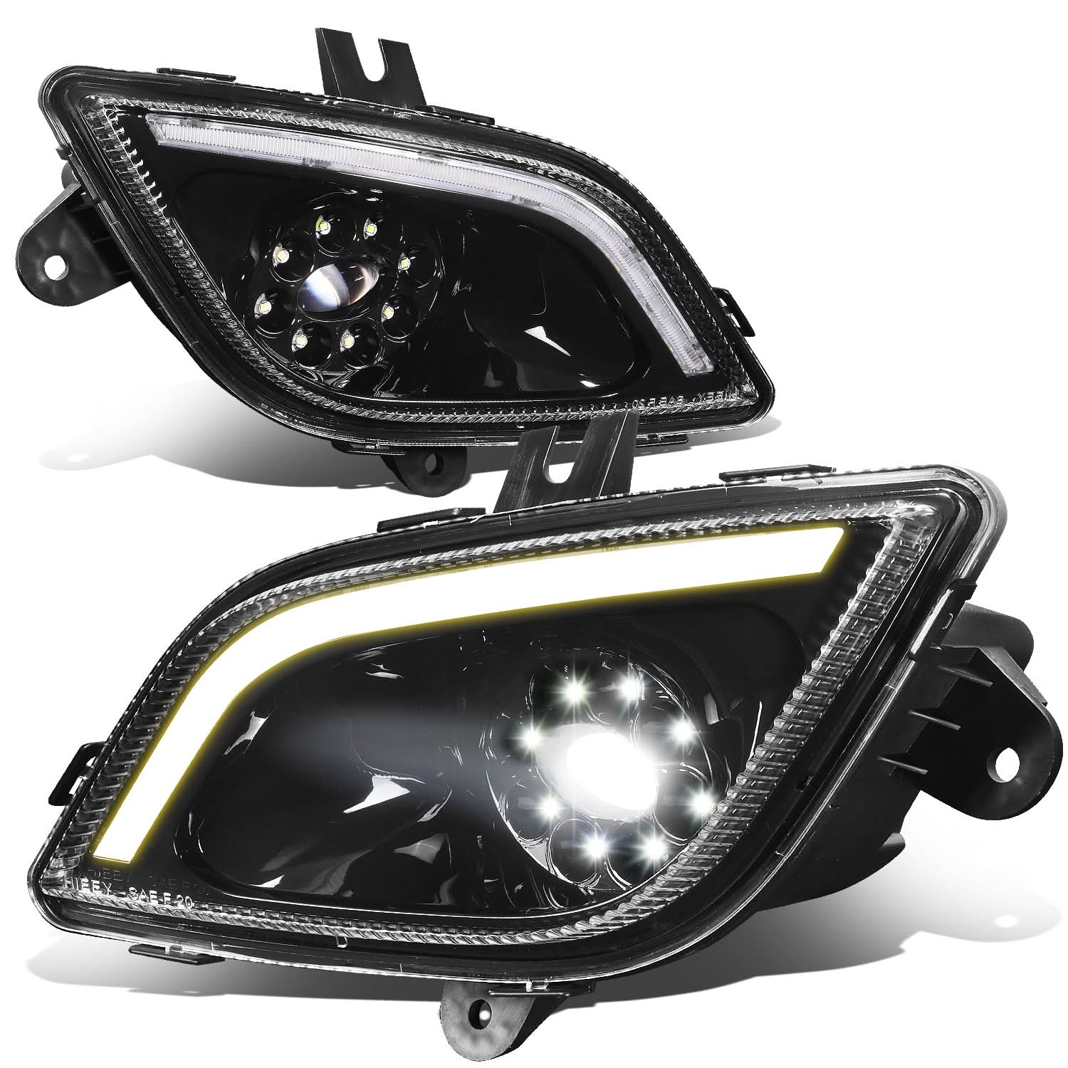 18-22 Freightliner Cascadia 3D Projector Full LED Fog Lights Black