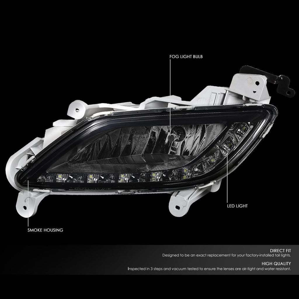 2012-2016 Hyundai Veloster LED DRL Fog Lights with Switch - Smoke
