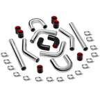 Universal Intercooler Piping Kit 8pc 2.50" Aluminum Steel Silicone