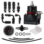 Universal Adjustable Fuel Pressure Regulator Kit W/ 100PSI Oil Gauge AN-6 Hoses - Bull Boost Performance