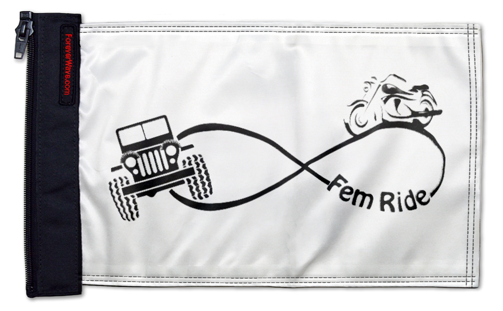 Fem Ride 12"x18" Forever Wave Flag for Jeep Wrangler CJ-7 and CJ-8 1976-1986