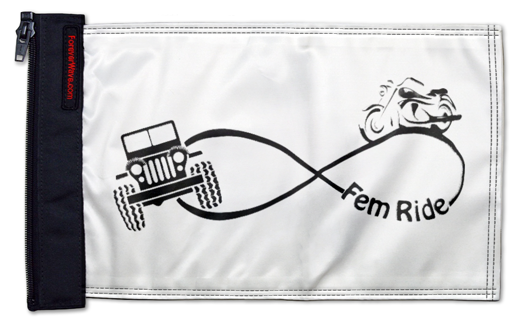 Fem Ride 12"x18" Forever Wave Flag for Jeep Wrangler CJ-7 and CJ-8 1976-1986