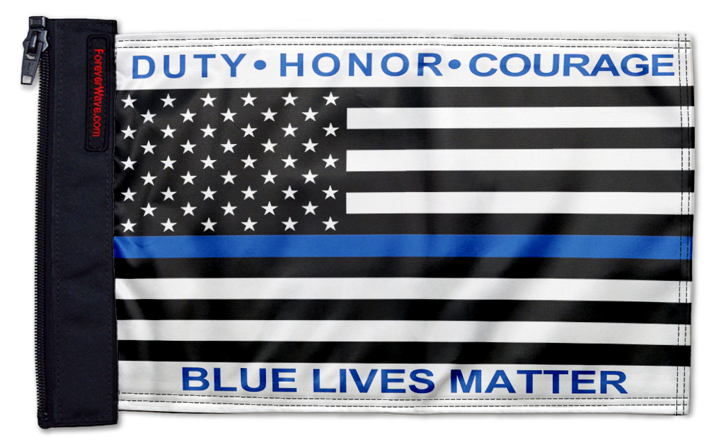 Blue Lives Matter 12"x18" Forever Wave Flag for Jeep Wrangler JK 2-Door 2007-2018