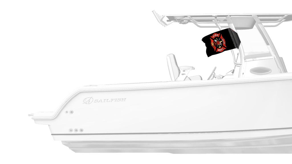 Fire Department 12"x18" Forever Wave Flag for Boats