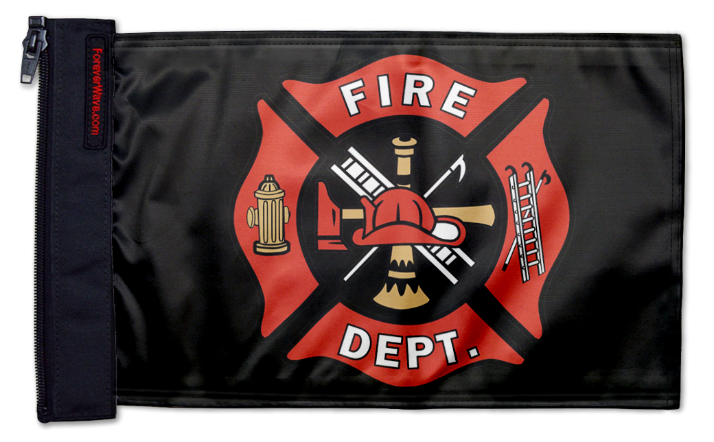 Fire Department 12"x18" Forever Wave Flag for Jeep Wrangler JK 2-Door 2007-2018