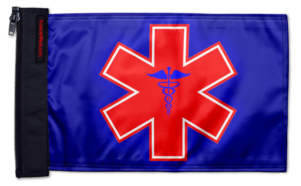 Medical 12"x18" Forever Wave Flag for Jeep Wrangler JK 2-Door 2007-2018