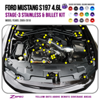 ZSPEC "Stage 3" Dress Up Bolts® Fastener Kit for 11-14 Ford Mustang 3.7L S197, Stainless & Billet