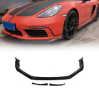 Carbon Fiber Front Bumper Lip for Porsche Cayman Boxster 718 16-18 - Bull Boost Performance