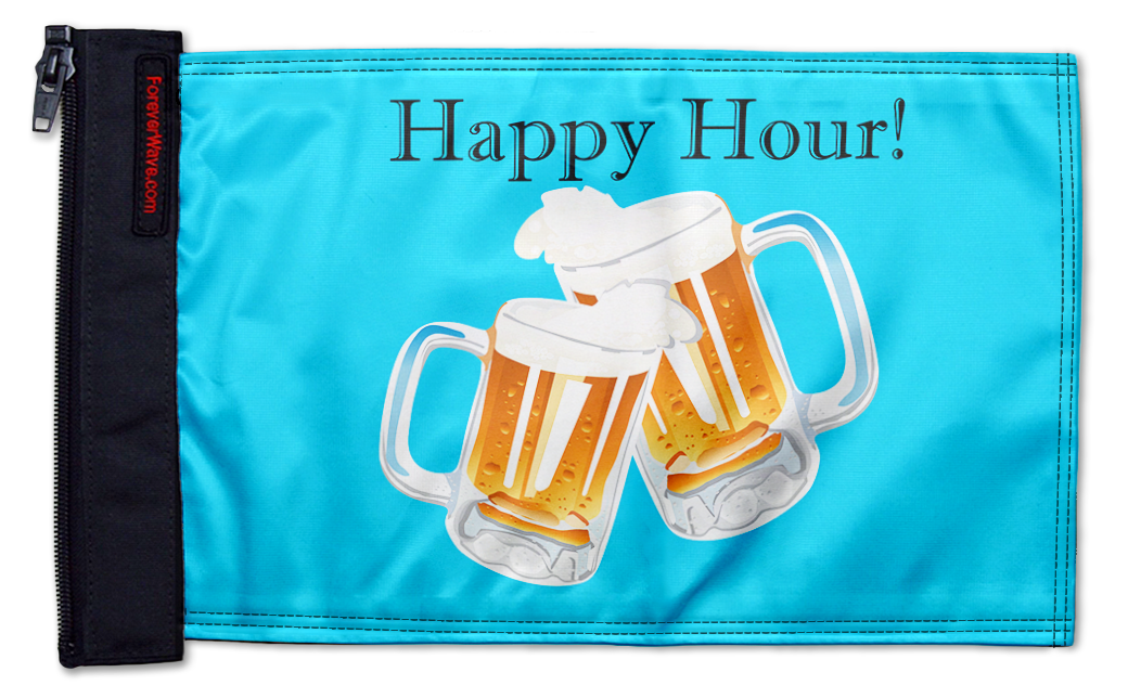 Happy Hour Beers 12"x18" Forever Wave Flag for Jeep Wrangler CJ-7 and CJ-8 1976-1986