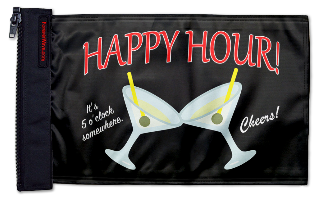 Happy Hour Martinis 12"x18" Forever Wave Flag for Jeep Wrangler CJ-7 and CJ-8 1976-1986